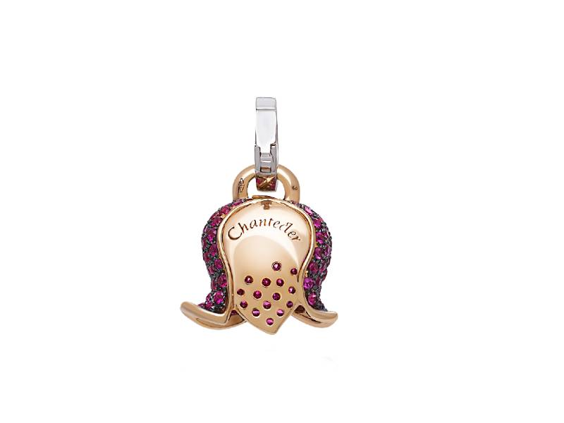 18KT ROSE GOLD MEDIUM BOUNGAVILLE CAMPANELLA CHARM WITH DIAMONDS AND PINK SAPPHIRES CAMPANELLE CHANTECLER 42319